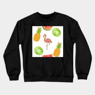 simple, white, flamingo,  yellow, square, pineapple, banana, yellow, orange, juicy, fruit, glitter, gold, summer, pattern, funny, sunny Crewneck Sweatshirt